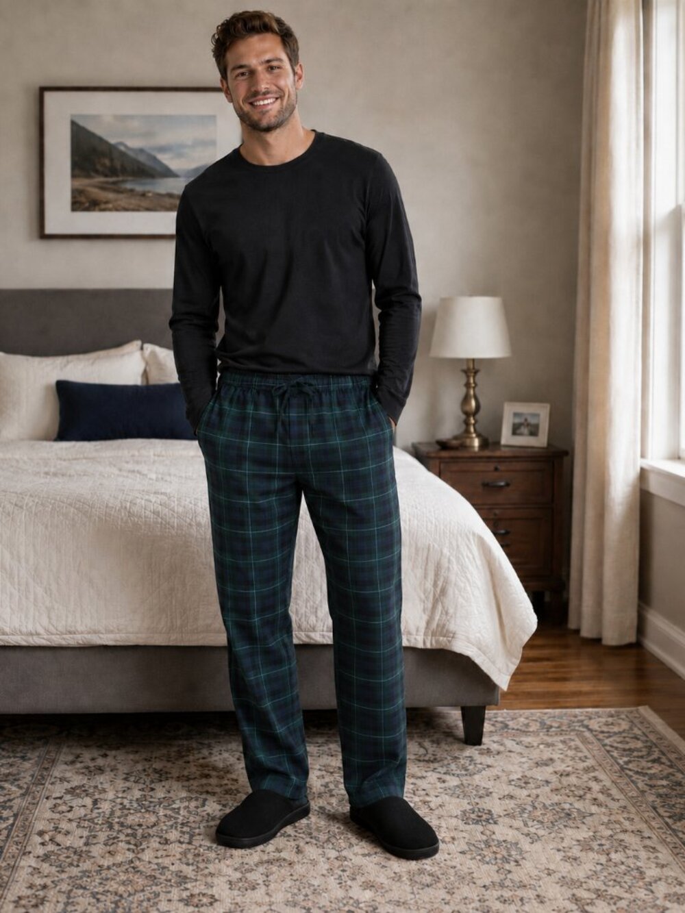 Madewell Green Plaid Flannel Lounge Pajama Pants with drawstring Relaxed Fit NWT